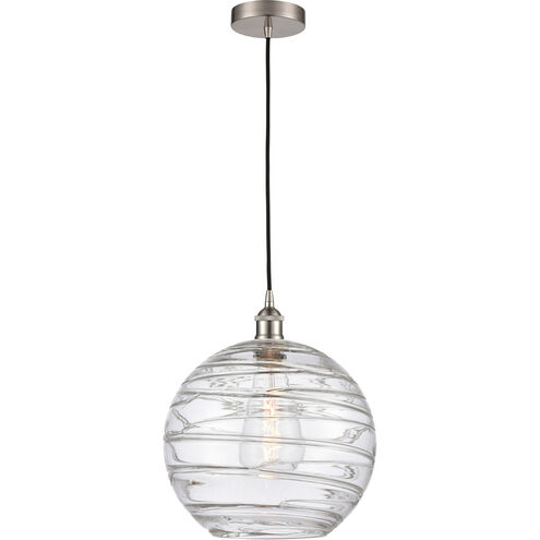 Edison Athens Deco Swirl 1 Light 12 inch Brushed Satin Nickel Mini Pendant Ceiling Light