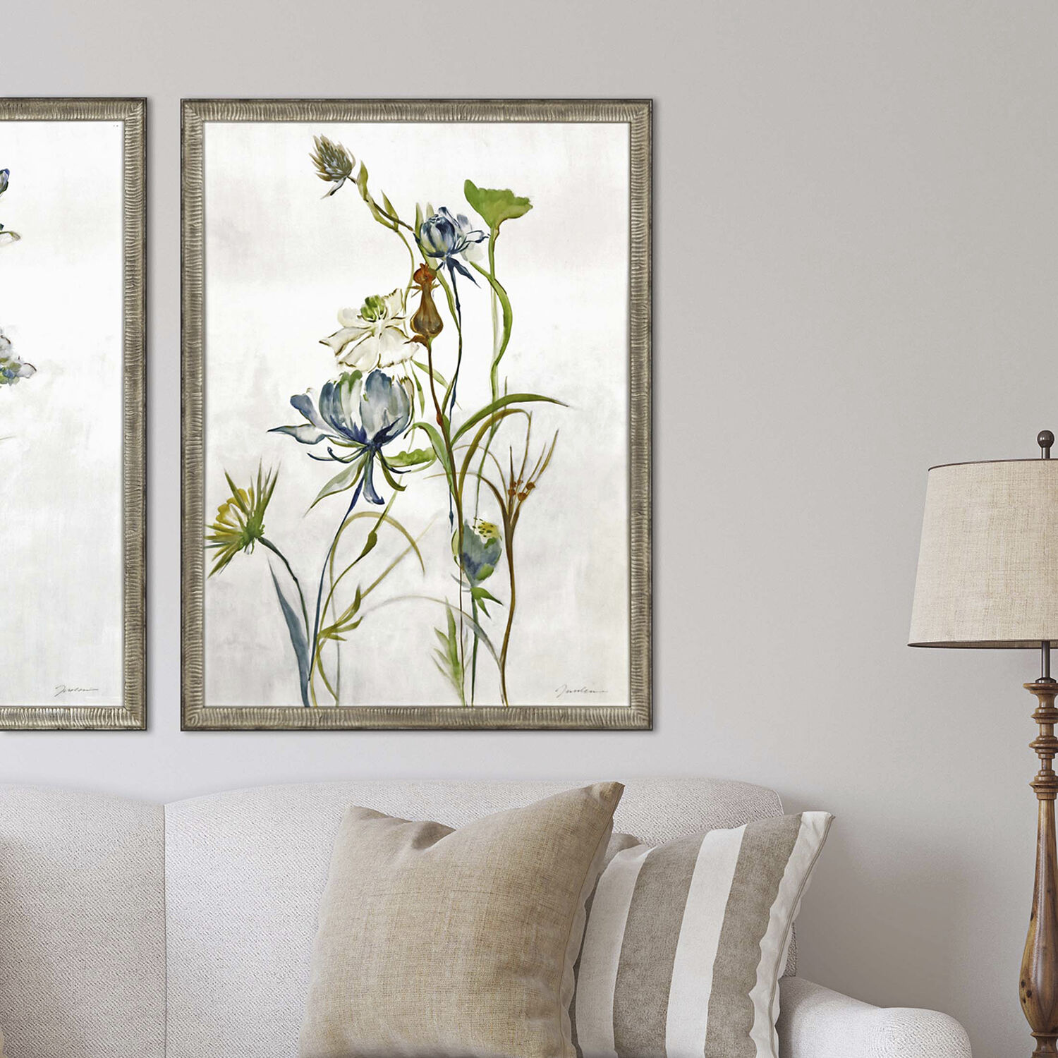 Late Summer Wildflower Multi and Blue and Green and Orange Framed Art