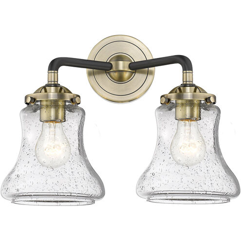 Nouveau Bellmont LED 14 inch Black Antique Brass Bath Vanity Light Wall Light in Seedy Glass, Nouveau