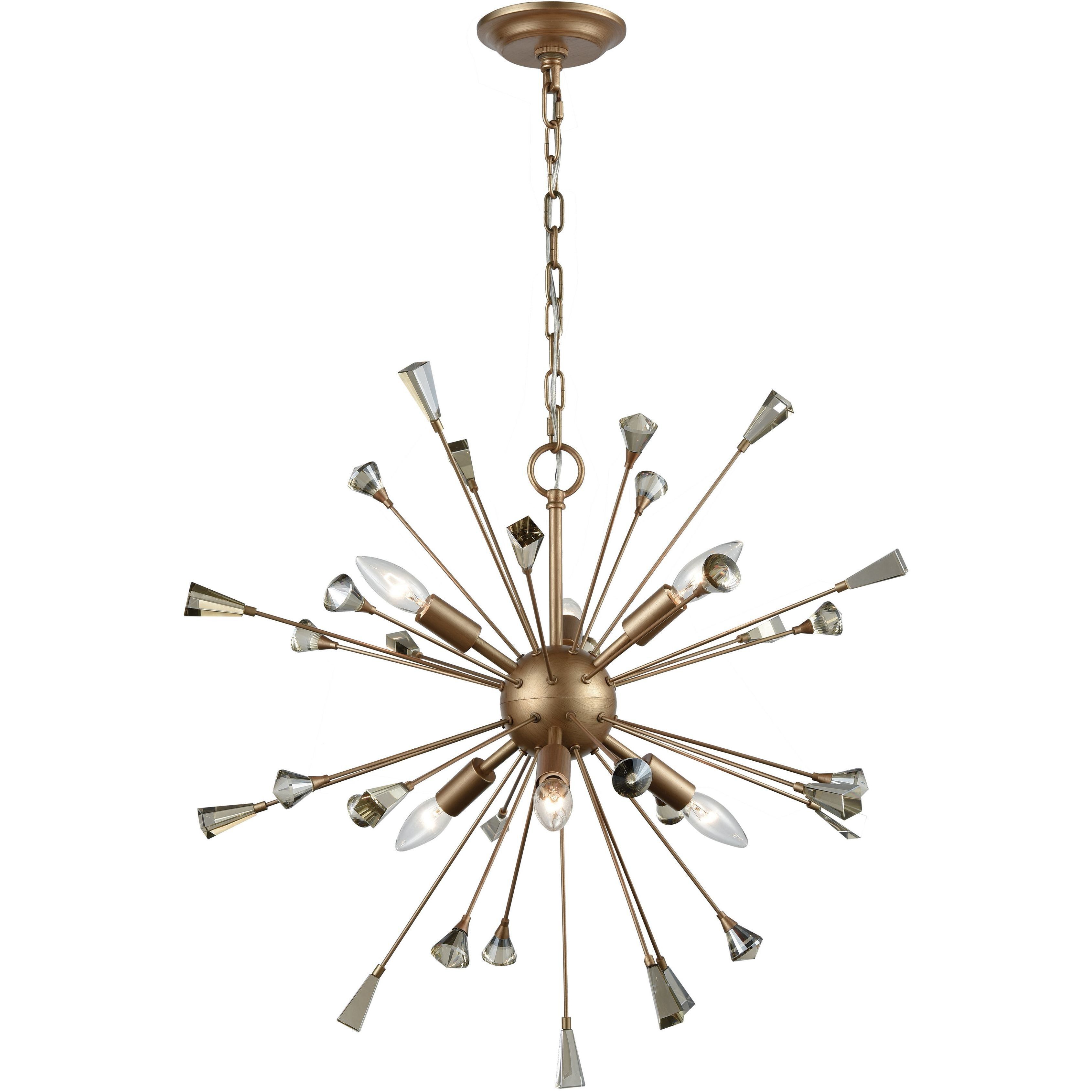 Sprigny 6 Light 25 inch Matte Gold Chandelier Ceiling Light