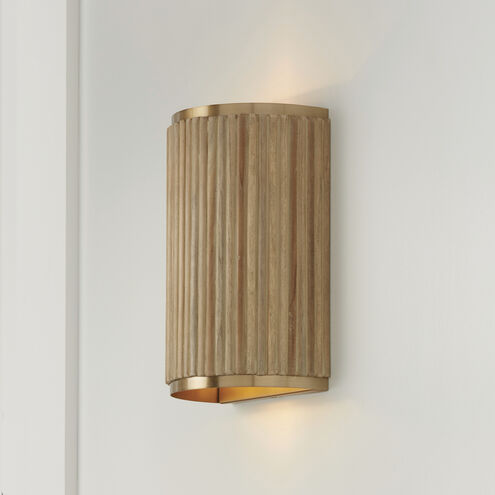 Donovan 2 Light 7.5 inch White Wash and Matte Brass Sconce Wall Light