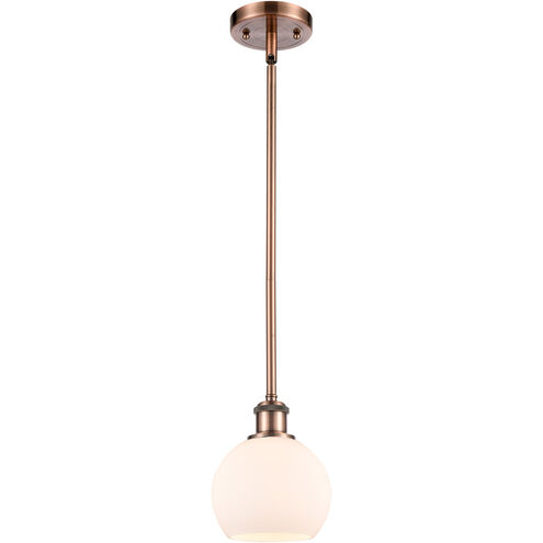 Ballston Athens 1 Light 6 inch Antique Copper Mini Pendant Ceiling Light in Matte White Glass