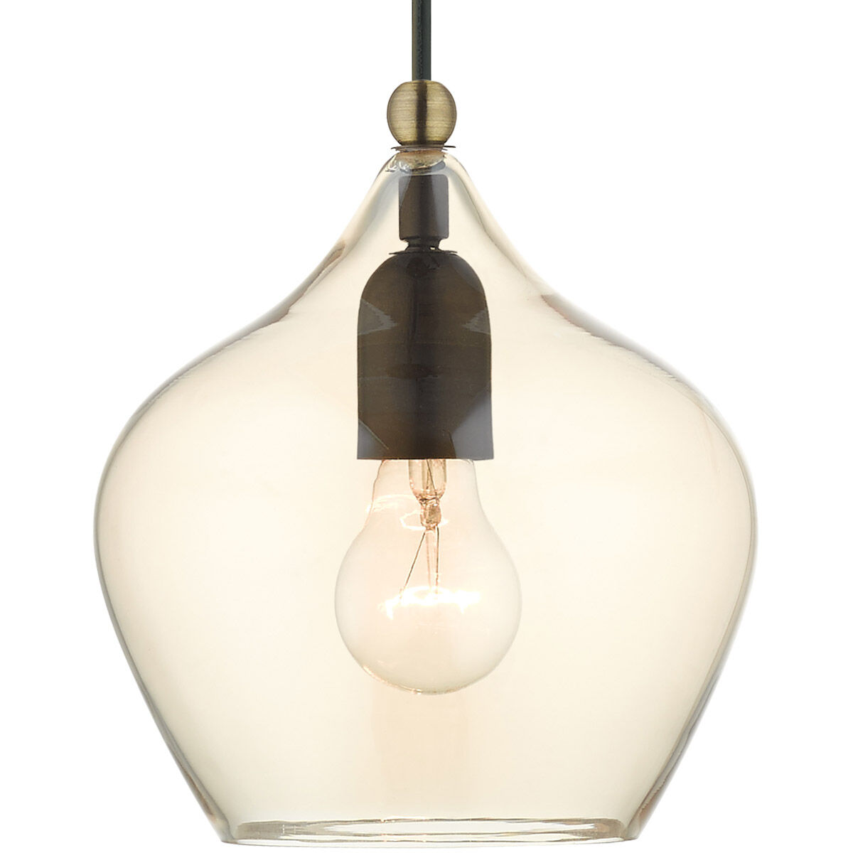 Pendants 1 Light 8 inch English Bronze with Antique Brass Accents Pendant Ceiling Light