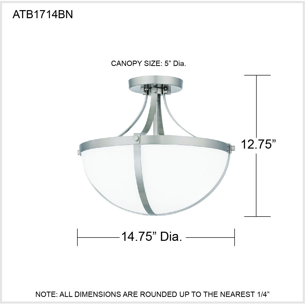 Antebellum 2 Light 14.75 inch Brushed Nickel Semi-Flush Mount Ceiling Light