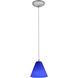 Martini 1 Light 7.25 inch Brushed Steel Pendant Ceiling Light in Cobalt