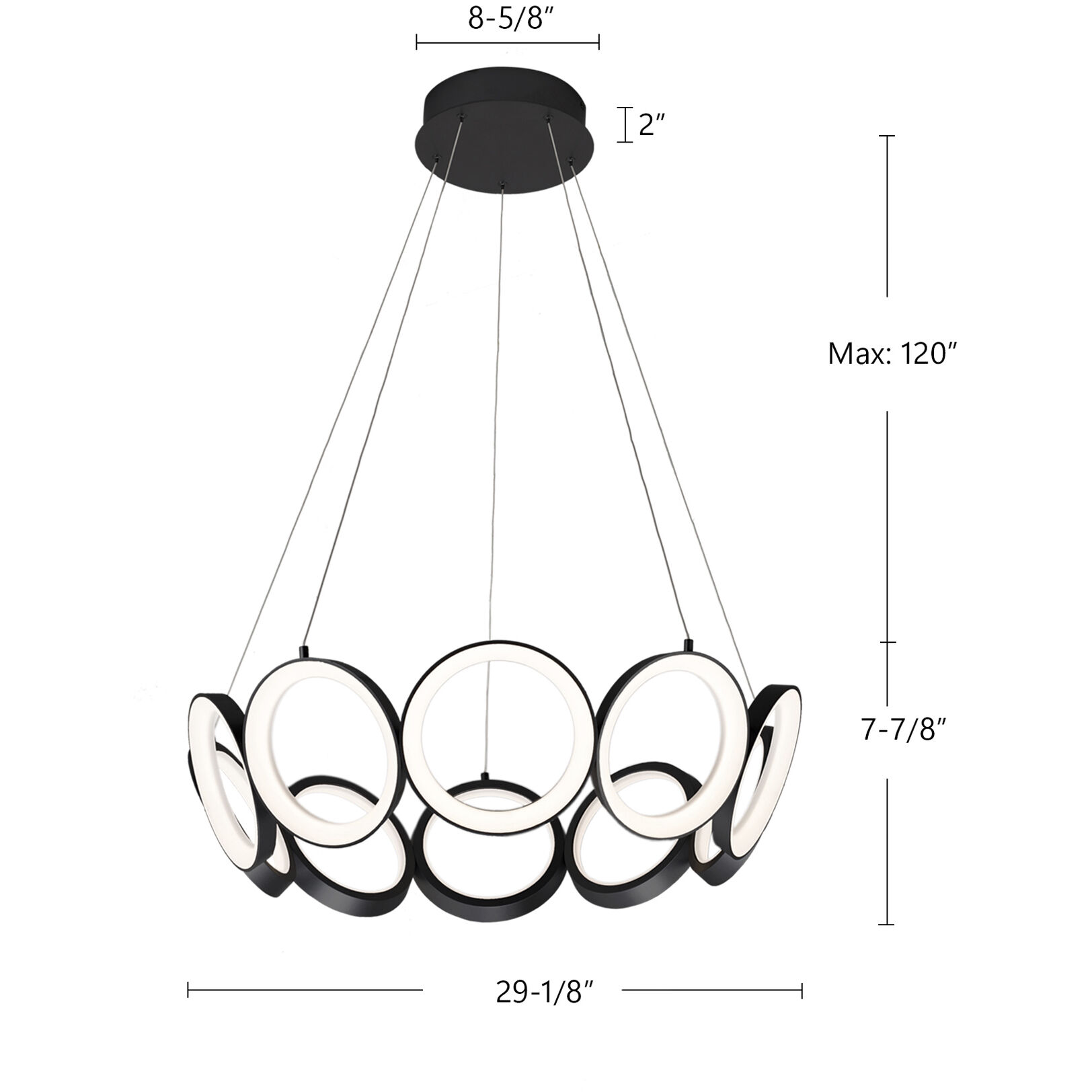 Oros LED 29.13 inch Antique Silver Chandelier Ceiling Light