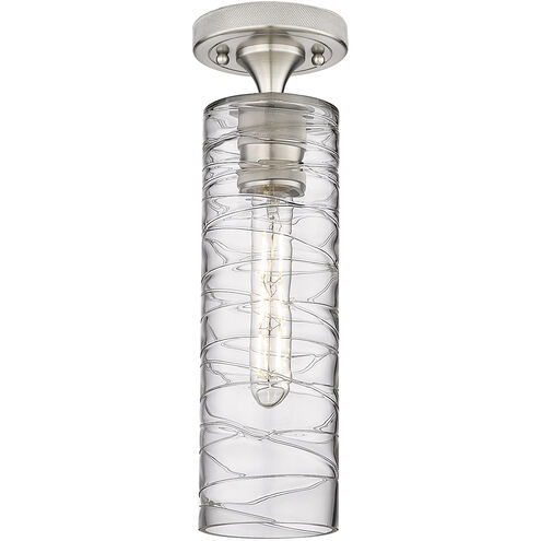 Downtown Urban Crown Point 1 Light 3.88 inch Satin Nickel Flush Mount Ceiling Light in Deco Swirl