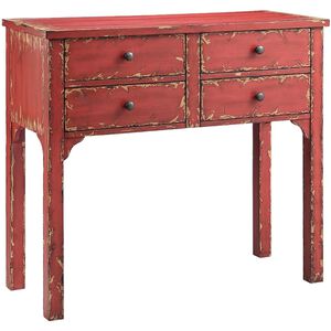 Wilber 40 X 16 inch Light Brown with Red Desk, 4-Drawer Console