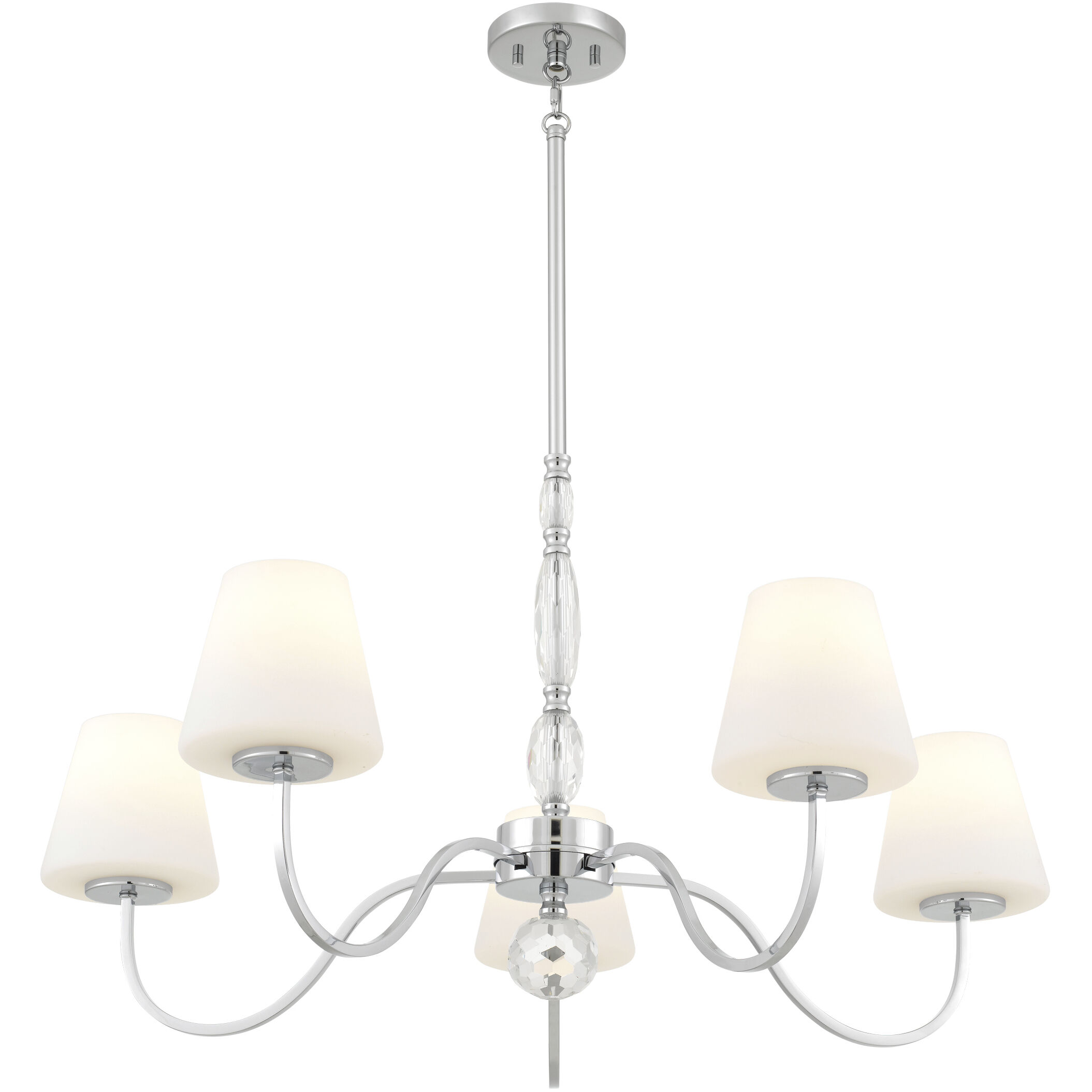 Stone 5 Light 35 inch Polished Chrome Chandelier Ceiling Light
