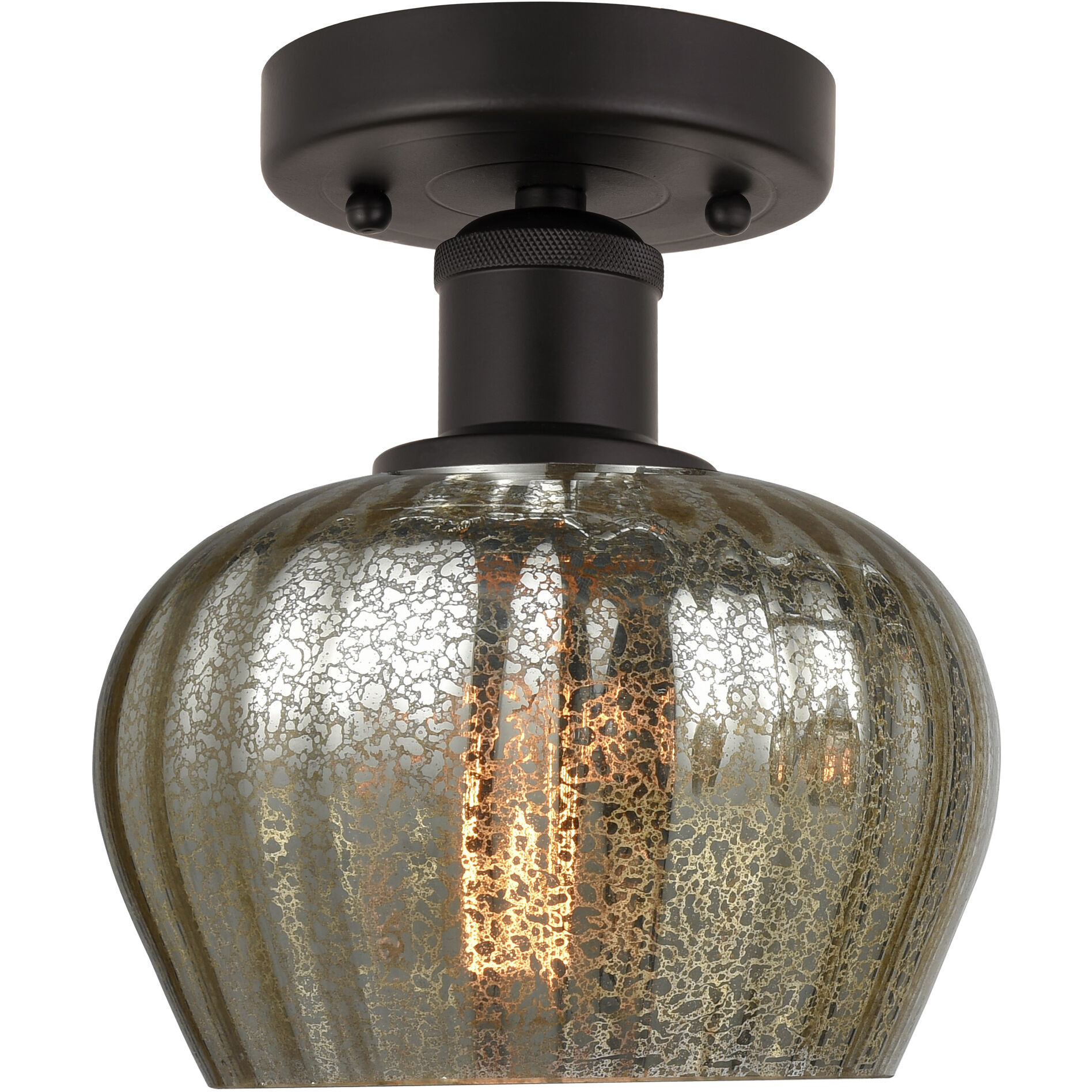 Edison Fenton 1 Light 7 inch Oil Rubbed Bronze Semi-Flush Mount Ceiling Light in Mercury Glass