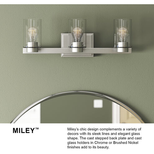 Miley 3 Light 22 inch Chrome Vanity Light Wall Light in Cased Opal