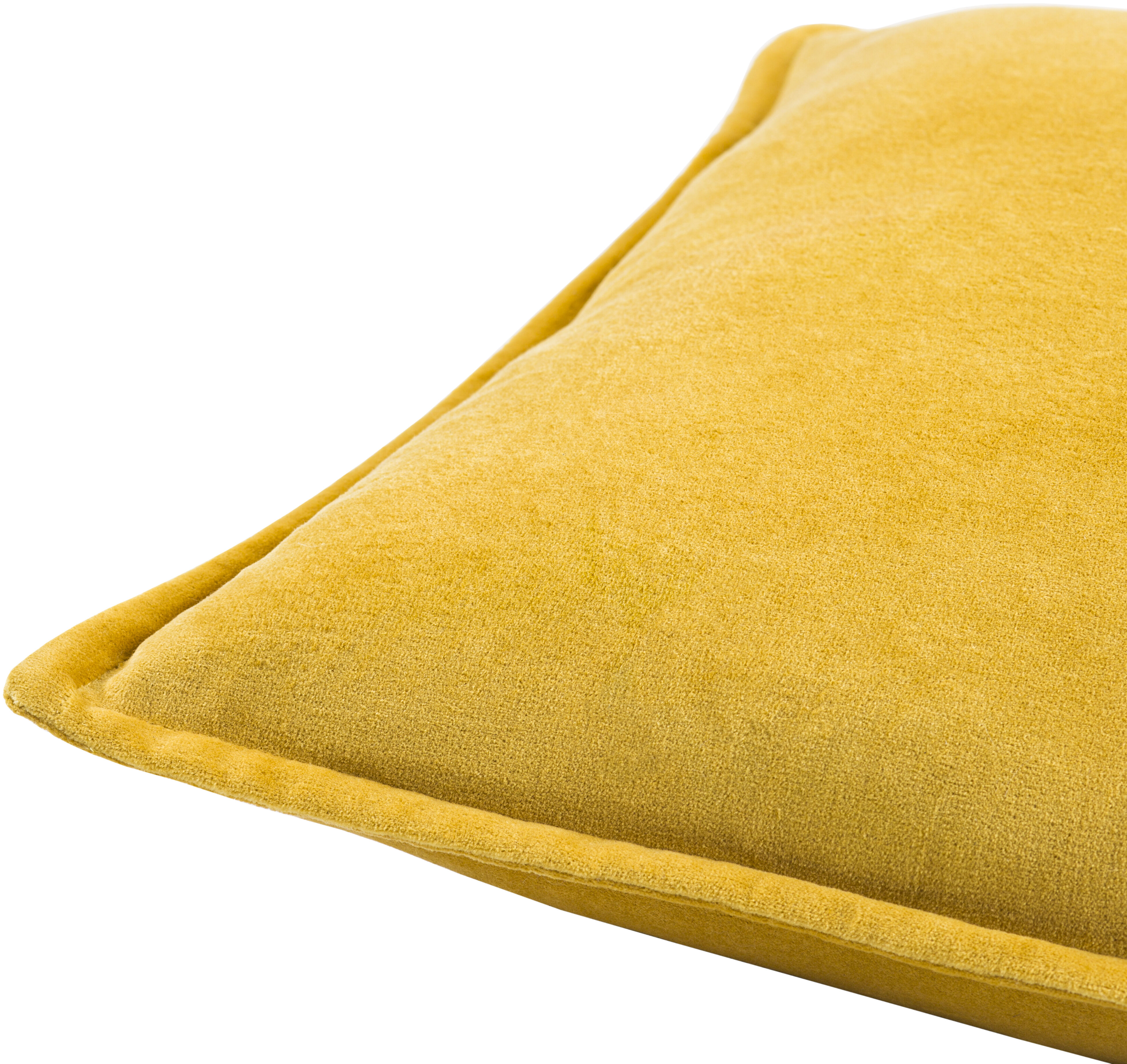 Cotton Velvet 20 inch Mustard Pillow Kit in 20 x 20, Square