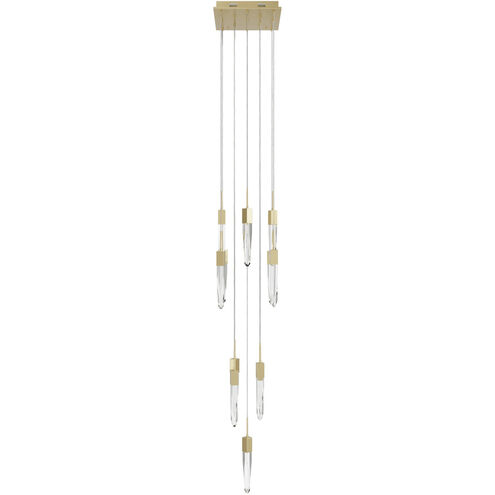 Aspen LED 20 inch Brushed Brass Multi Port Pendant Ceiling Light in Clear