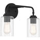 Stowe 2 Light 15 inch Flat Black Vanity Light Wall Light