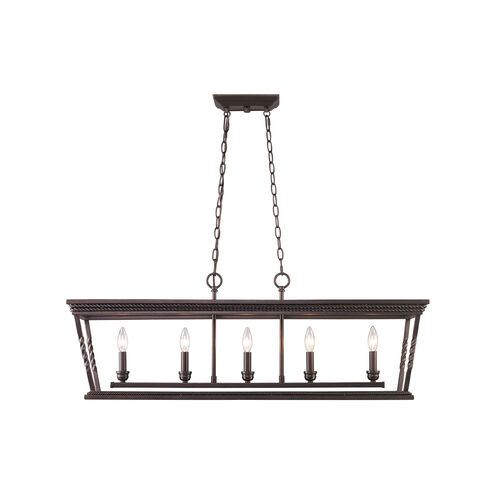 Davenport 5 Light 41 inch Etruscan Bronze Linear Pendant Ceiling Light