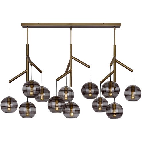 Sean Lavin Sedona 24.5 inch Aged Brass Chandelier Ceiling Light in Incandescent, Transparent Smoke Glass
