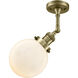 Franklin Restoration Beacon 1 Light 6 inch Antique Brass Semi-Flush Mount Ceiling Light in Cased Matte White Glass, Franklin Restoration