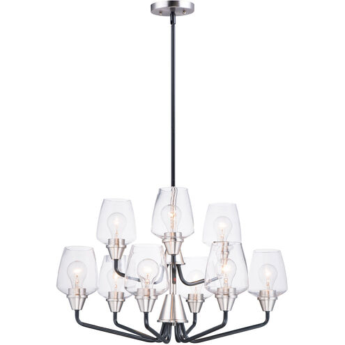 Goblet 9 Light 27 inch Black/Satin Nickel Multi-Tier Chandelier Ceiling Light in Black and Satin Nickel
