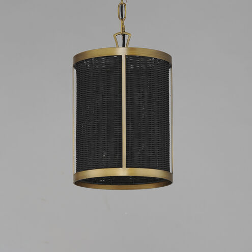 Rattan 1 Light 10 inch Natural Aged Brass Single Pendant Ceiling Light