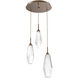 Aalto LED 17.3 inch Flat Bronze Chandelier Ceiling Light in Optic Rib Clear, 2700K LED, Round Multi-Port