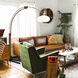Morelli 85 inch 100.00 watt Weathered Brass and Walnut with Black Arc Floor Lamp Portable Light