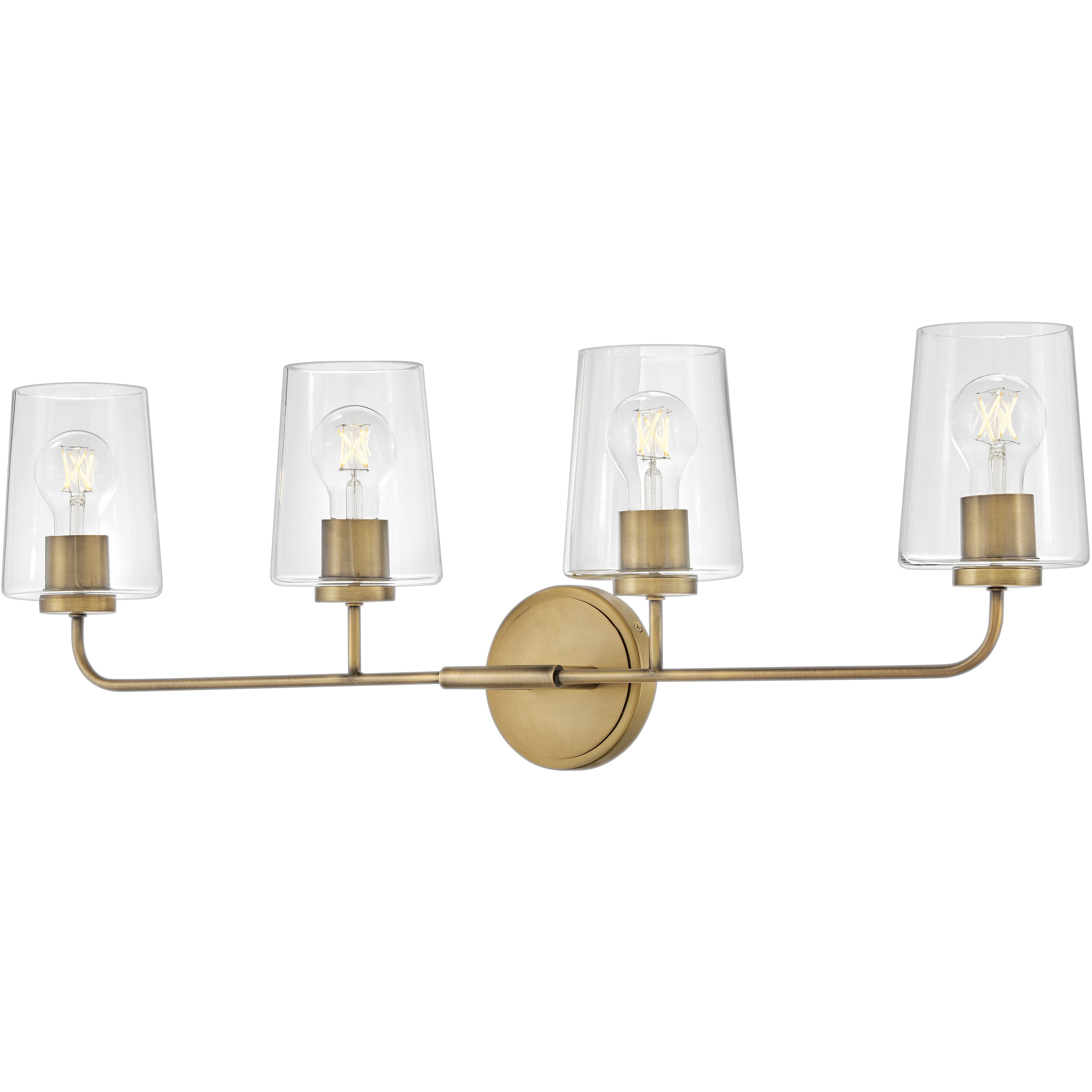 Kline 4 Light 33 inch Heritage Brass Bath Wall Light in Clear