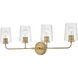 Kline 4 Light 33 inch Heritage Brass Bath Wall Light in Clear