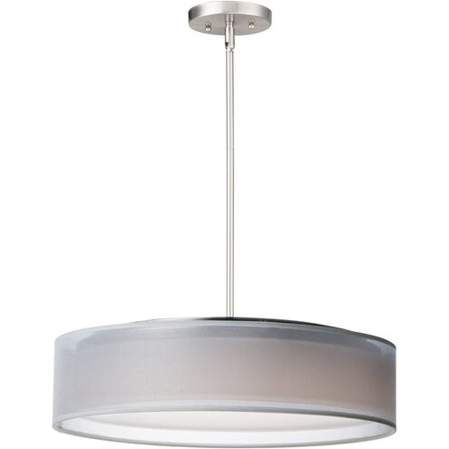 Prime LED 20 inch Satin Nickel Single Pendant Ceiling Light in White Organza