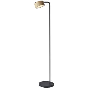 Roman 55 inch 10.00 watt Black / Natural Wood Floor Lamp Portable Light