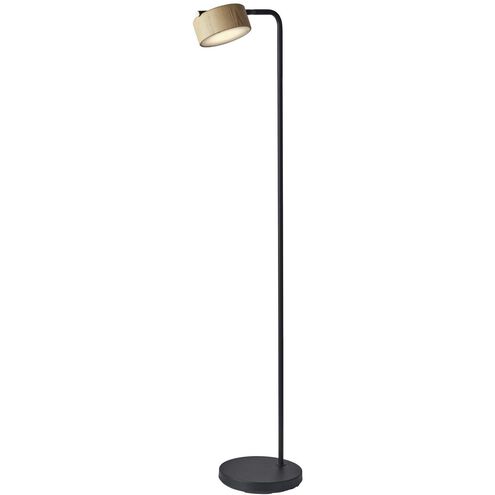 Roman 55 inch 10.00 watt Black / Natural Wood Floor Lamp Portable Light