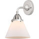 Nouveau 2 Large Cone LED 7.75 inch Polished Chrome Sconce Wall Light in Matte White Glass