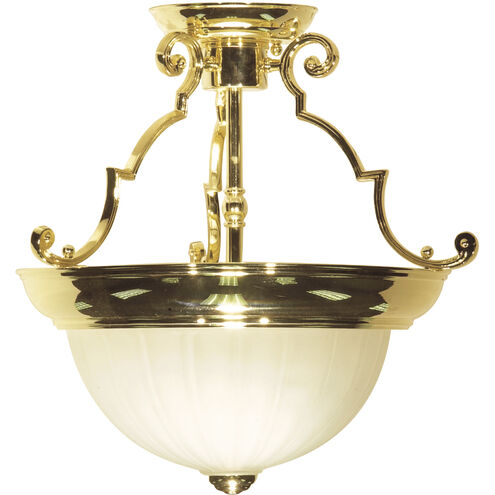 Signature 2 Light 13 inch Polished Brass Semi Flush Mount Ceiling Light