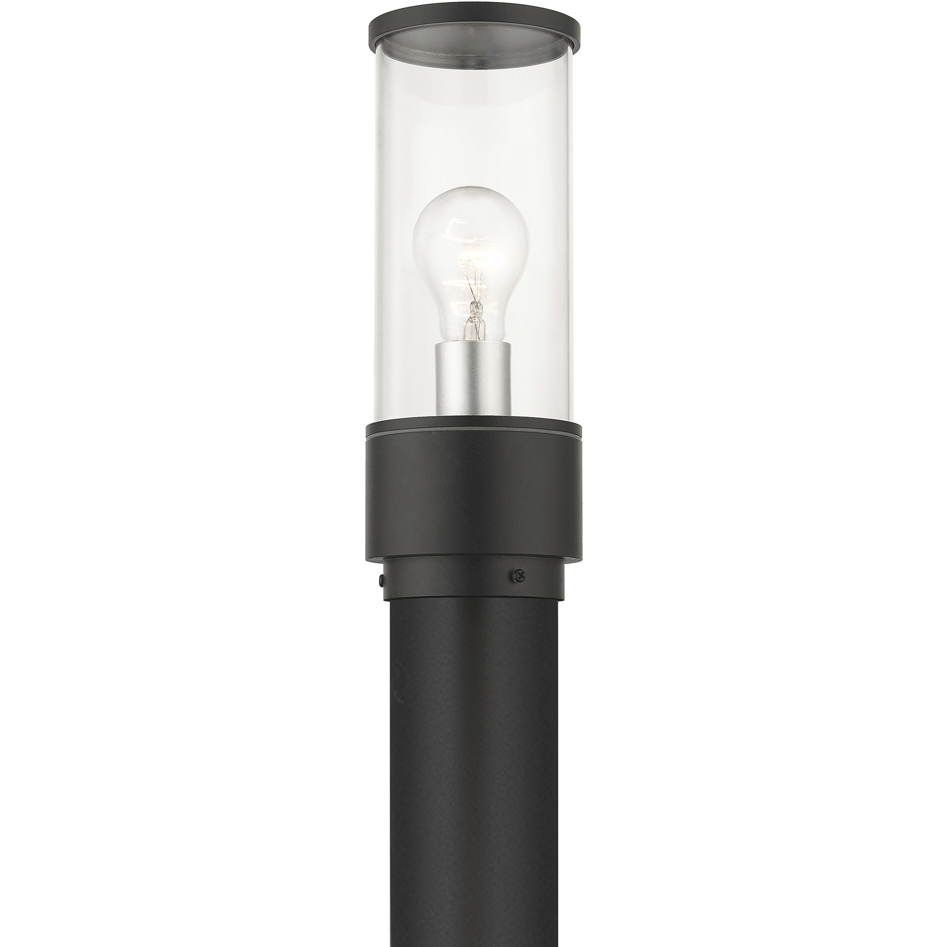 Atlantic 1 Light 11.5 inch Textured Black with Antique Silver Finish Accents Outdoor Medium Post Top Lantern