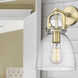 Downtown Urban Newton Bell Armed Sconce Wall Light in Brushed Brass, Seedy