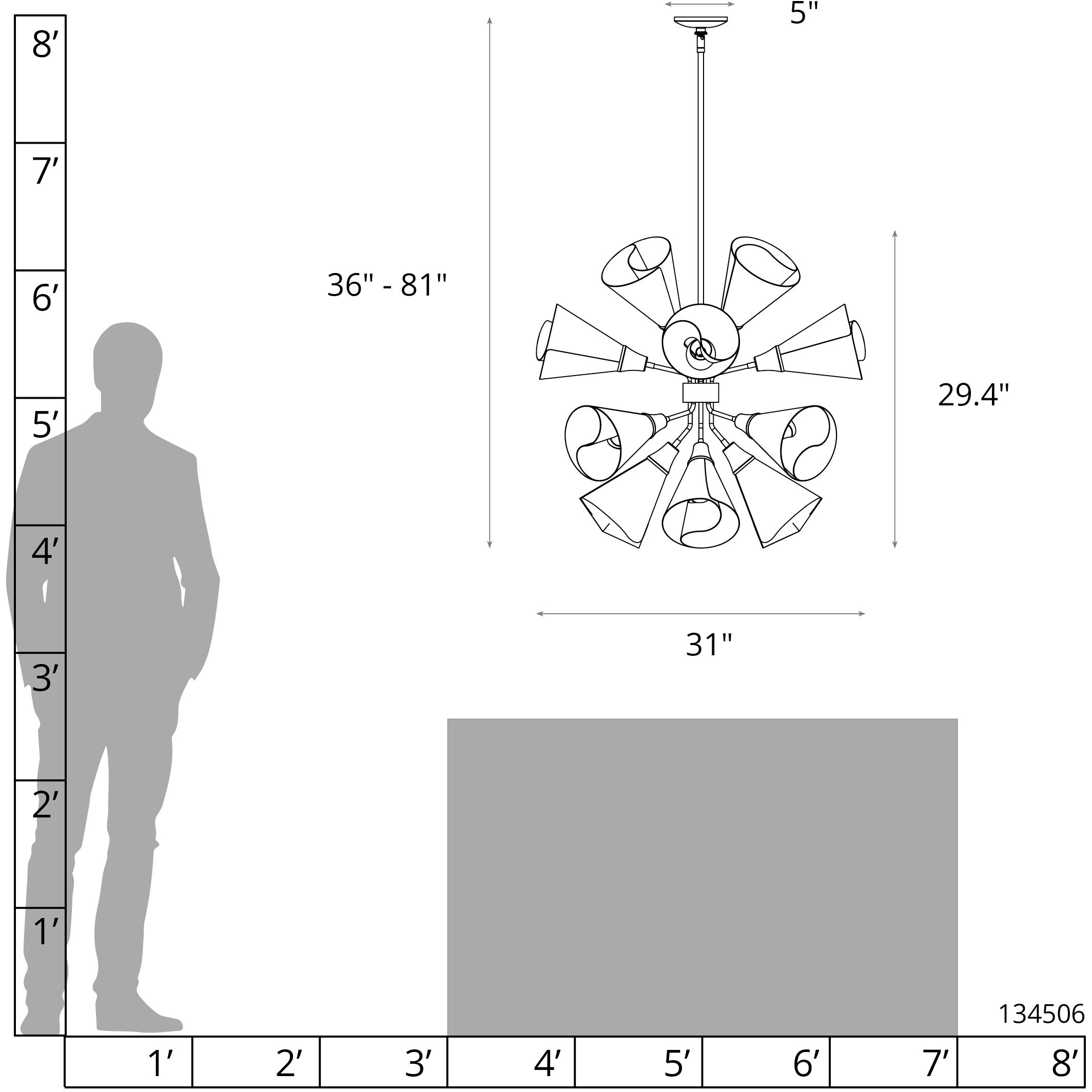 Mobius 16 Light 31 inch Ink Pendant Ceiling Light