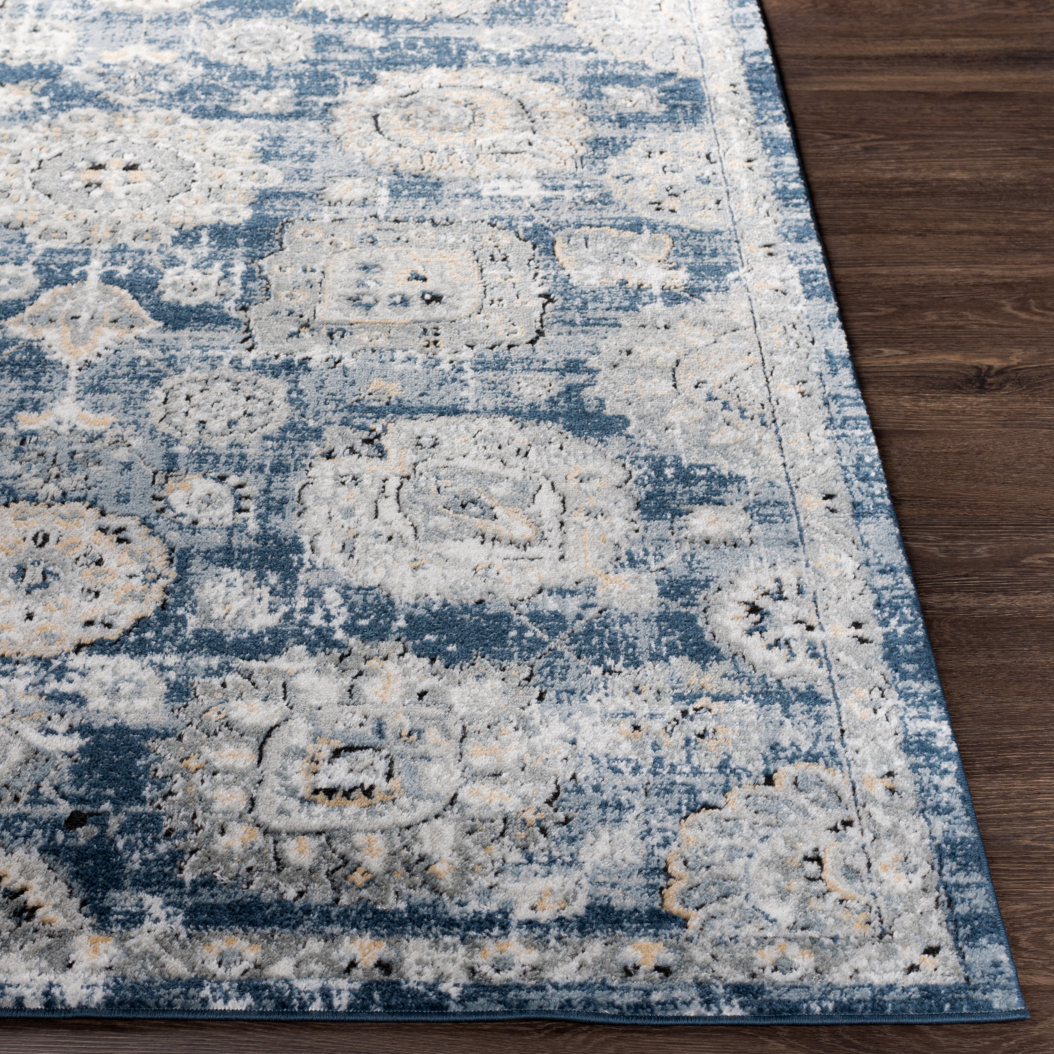 Jolie 87 X 63 inch Dark Blue Rug in 5 x 8, Rectangle