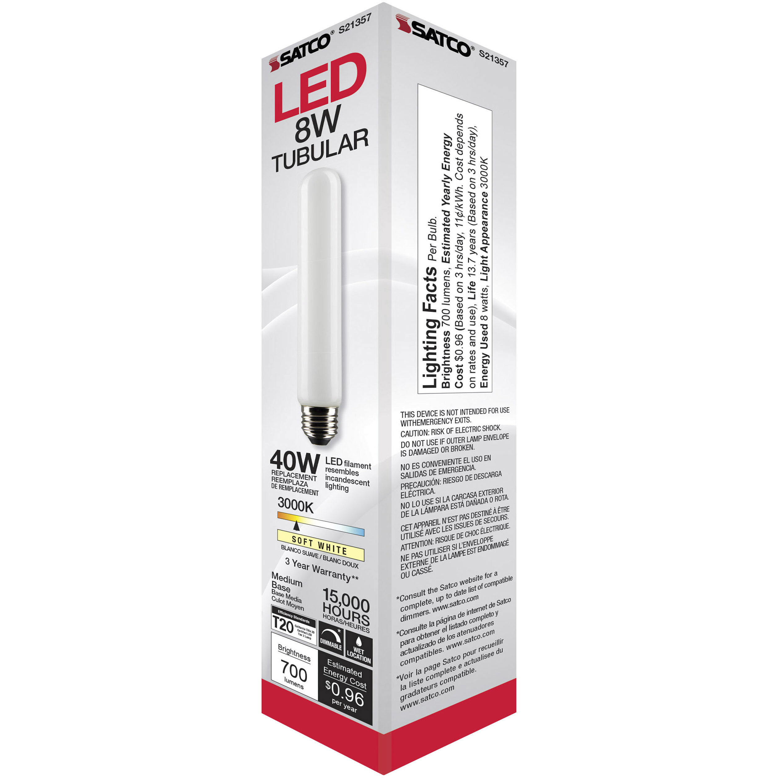Lumos LED Medium Medium 8.00 watt 3000K LED Filament