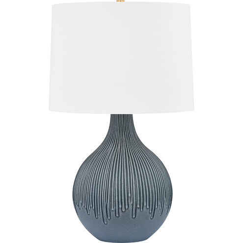 Nepperhand 28 inch 15 watt Aged Brass and Ceramic Providence Blue Table Lamp Portable Light