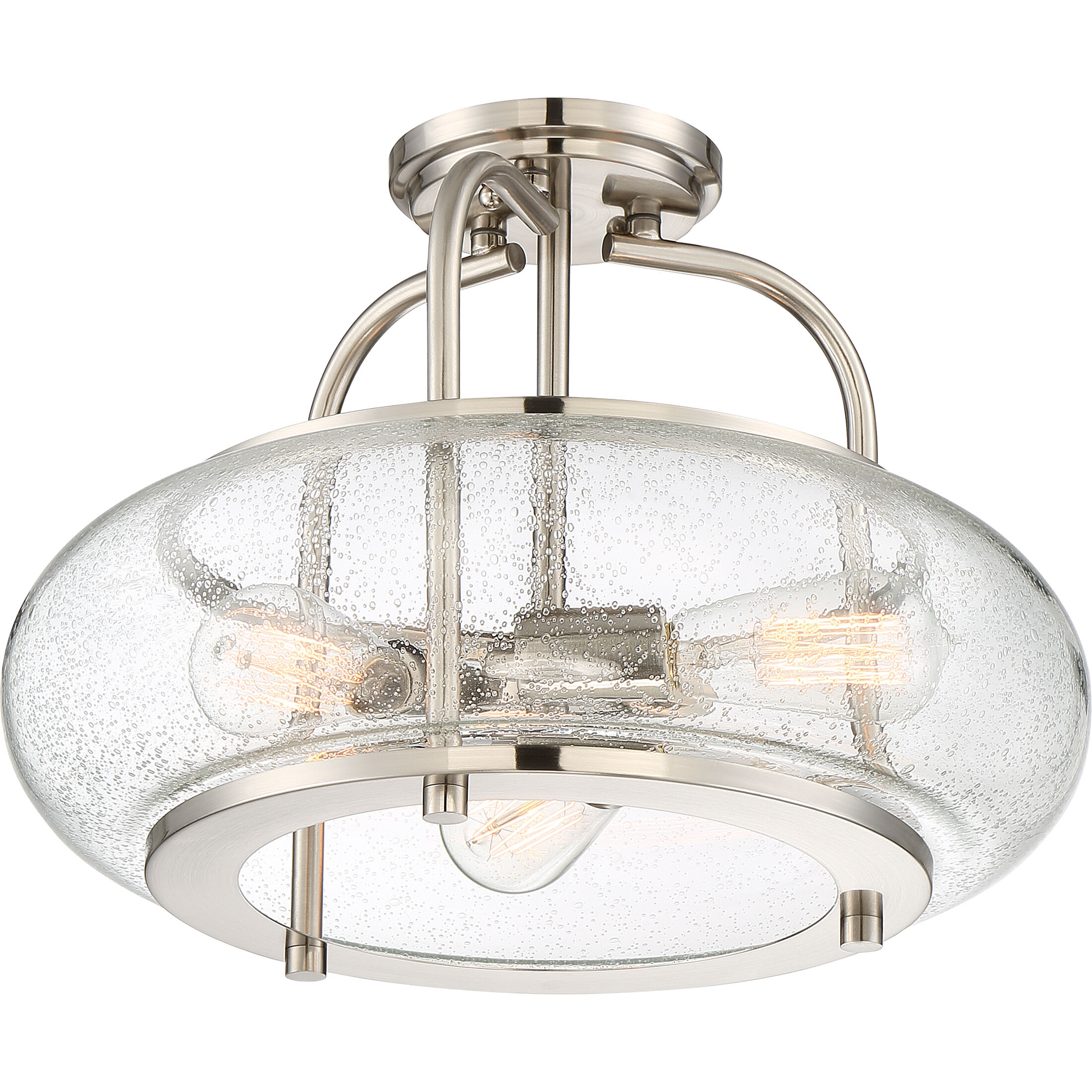 Trilogy 3 Light 16 inch Brushed Nickel Semi-Flush Mount Ceiling Light