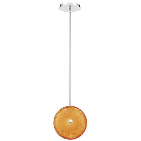 Caledonia LED 7 inch Chrome Pendant Ceiling Light in Orange, Small