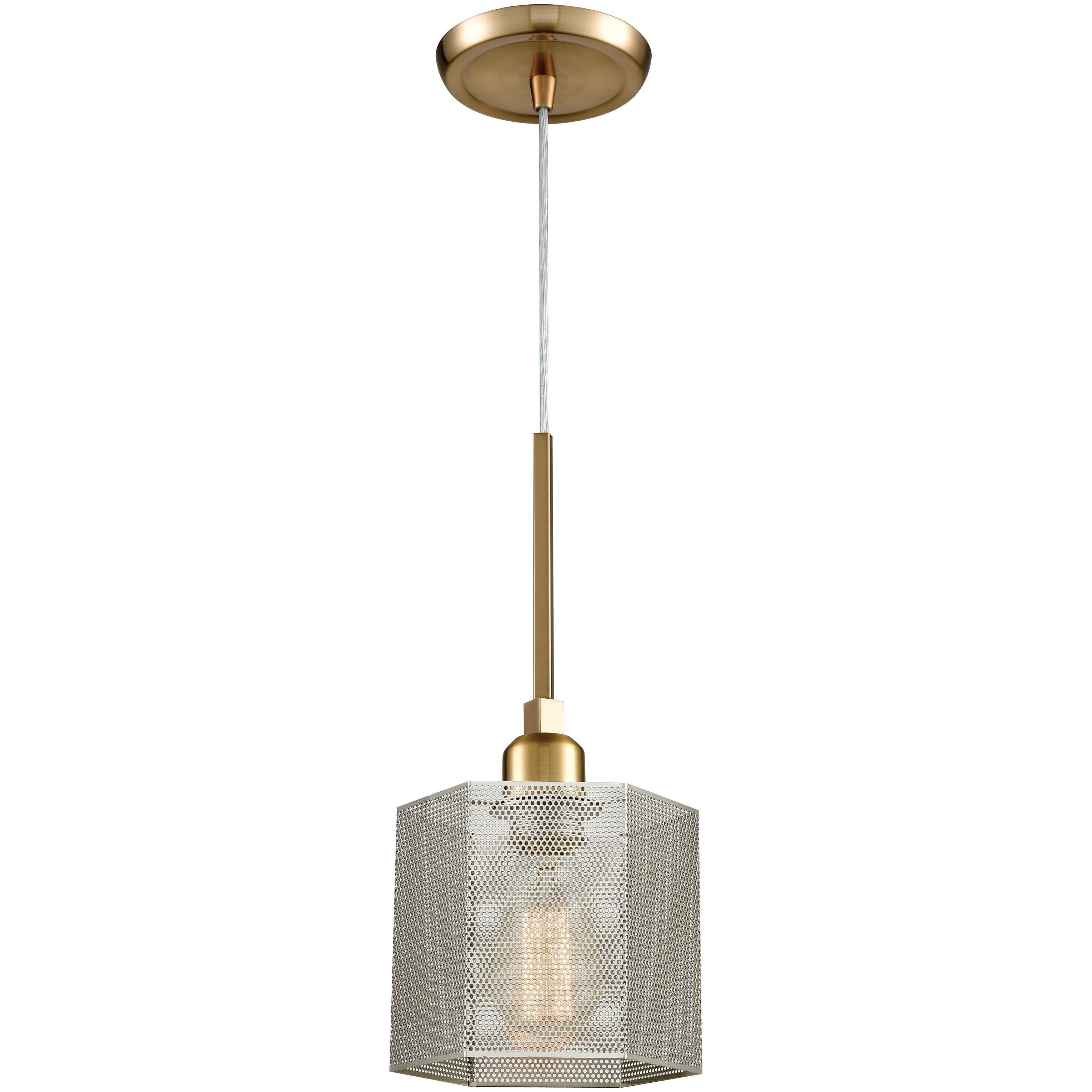 Compartir 1 Light 6 inch Satin Brass with Satin Nickel Mini Pendant Ceiling Light
