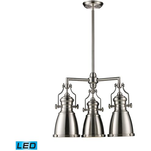 Chadwick LED 22 inch Satin Nickel with White Chandelier Ceiling Light
