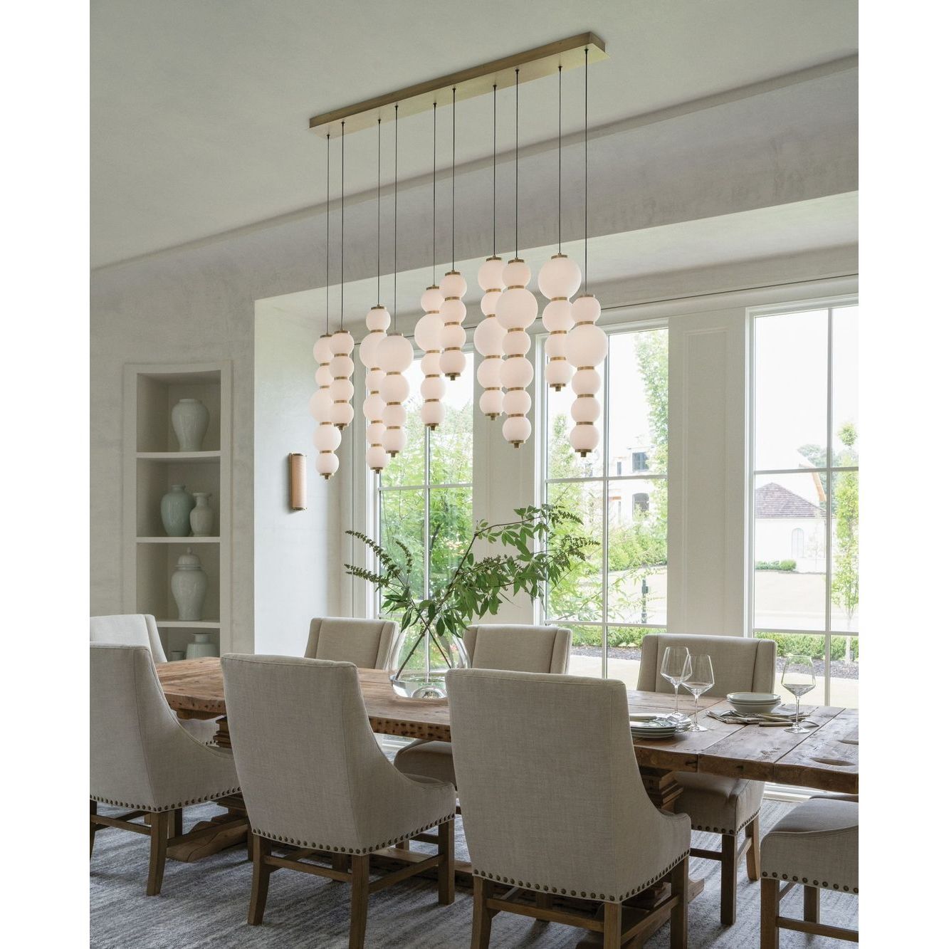 Lisa McDennon Trigo LED 52 inch Lacquered Brass Linear Pendant Ceiling Light