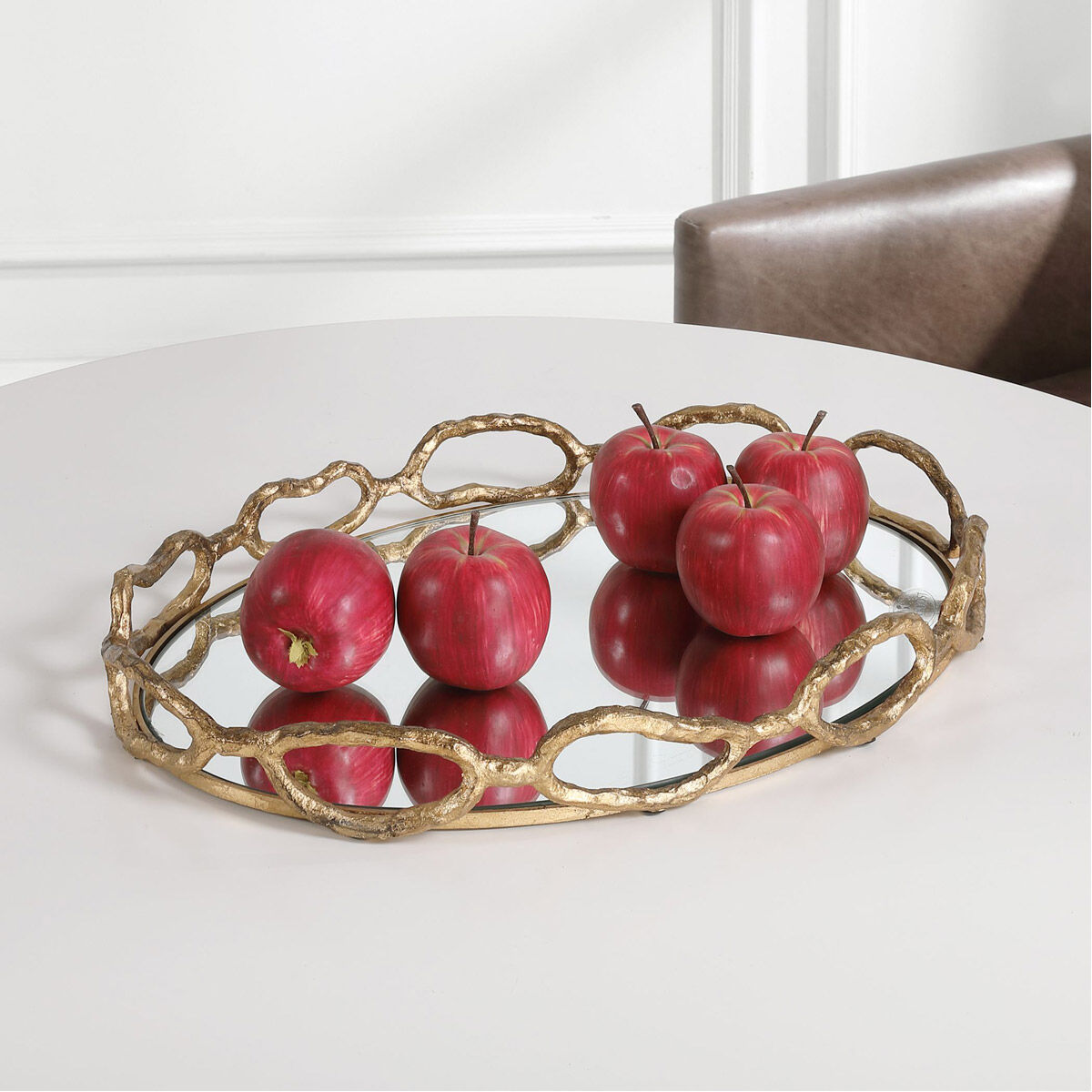 Cable Gold Leaf Chain Mirrored Tray