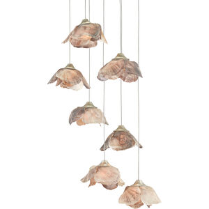 Catrice 7 Light 13 inch Silver/Contemporary Silver Leaf/Natural Shell Multi-Drop Pendant Ceiling Light