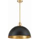 Soto 1 Light 20 inch Matte Black and Antique Gold Pendant Ceiling Light