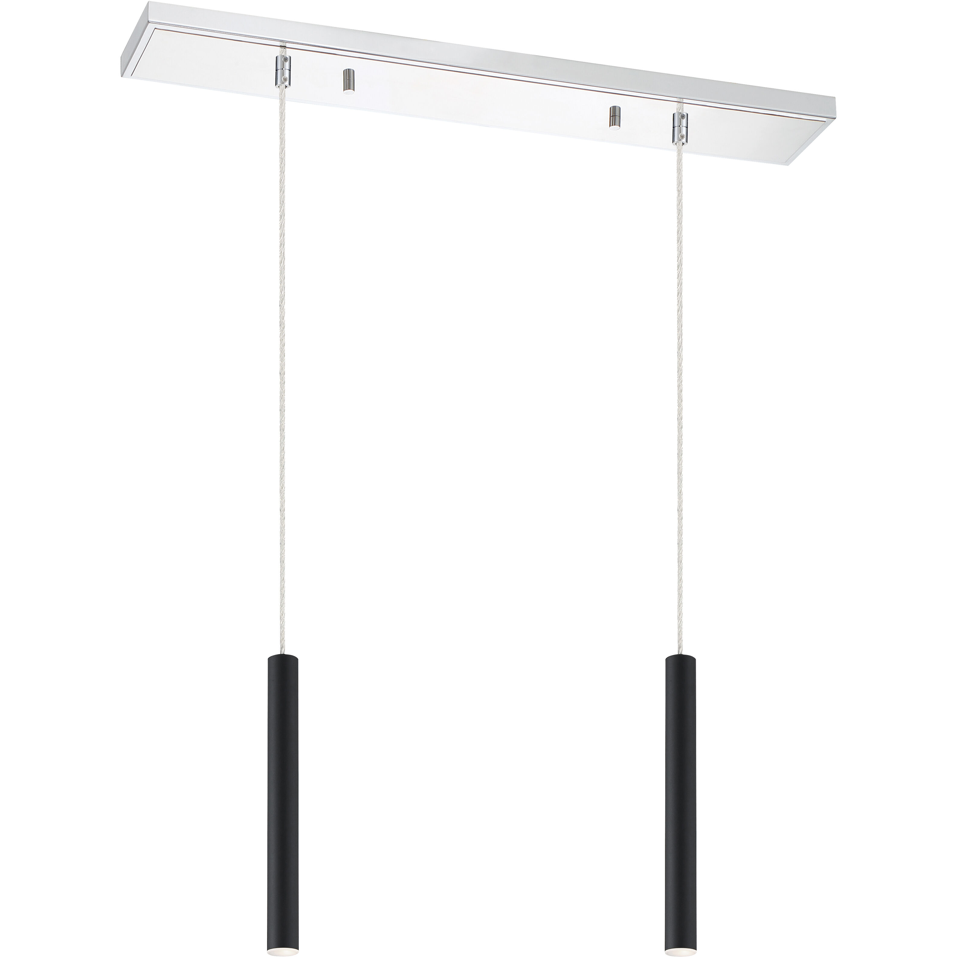 Forest LED 30 inch Chrome Linear Chandelier Ceiling Light in 2, 11, Matte Black Steel