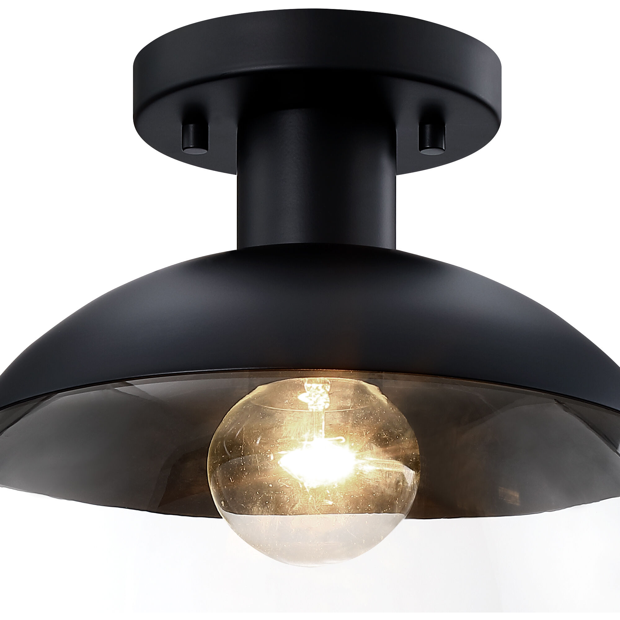Rey 1 Light 13 inch Matte Black Semi Flush Mount Ceiling Light