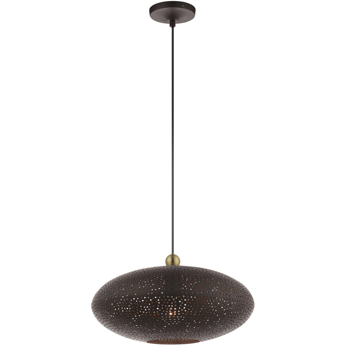 Dublin 1 Light 16 inch Bronze with Antique Brass Accents Pendant Ceiling Light