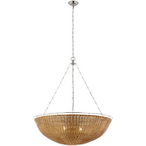 Chapman & Myers Clovis LED 38 inch Polished Nickel and Natural Wicker Chandelier Ceiling Light, Extra Large